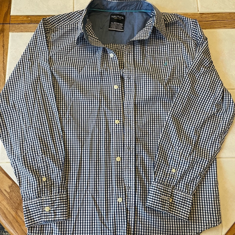 Nautica‎ Blue Checkered Button-Up Shirt